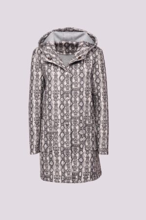 CAPPOTTO lungo con stampa fantasia con cappuccio e tasche orizzontali