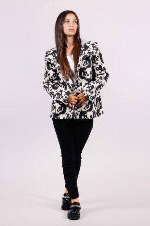 CAPPOTTO corto con stampa fantasia con cappuccio e tasche diagonali a filetto ONEWORLD HYBRID