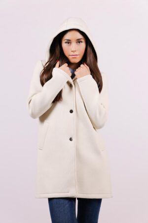 CAPPOTTO lungo con cappuccio e tasche oblique a filetto