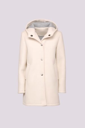 CAPPOTTO lungo con cappuccio e tasche oblique a filetto