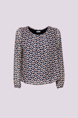 BLUSA girocollo fantasia geometrica a sbuffo