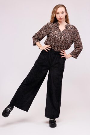 PANTALONE palazzo in velluto con tasche ONEWORLD HYBRID
