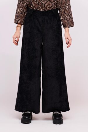 PANTALONE palazzo in velluto con tasche