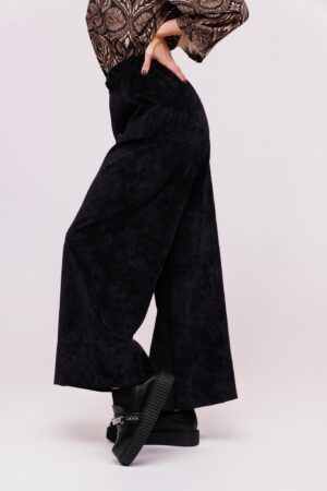 PANTALONE palazzo in velluto con tasche