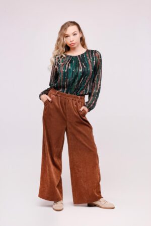 PANTALONE palazzo in velluto con tasche ONEWORLD HYBRID