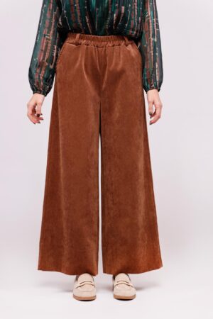 PANTALONE palazzo in velluto con tasche