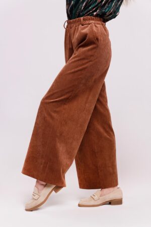 PANTALONE palazzo in velluto con tasche