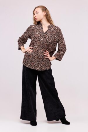 BLUSA Con colleo alla coreana stampe a motivi e maniche a tre quarti ONEWORLD HYBRID