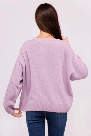 MAGLIA con collo a barchetta monocolore e orli a costine