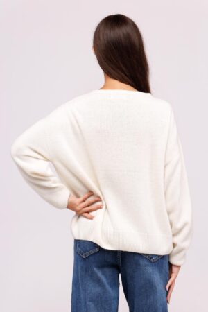 MAGLIA con collo a barchetta monocolore e orli a costine