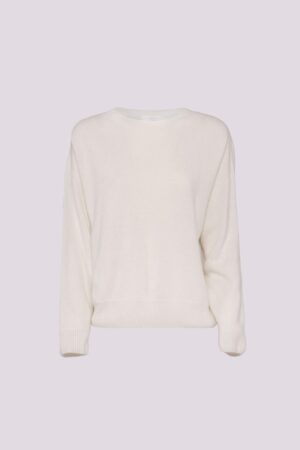 MAGLIA con collo a barchetta monocolore e orli a costine