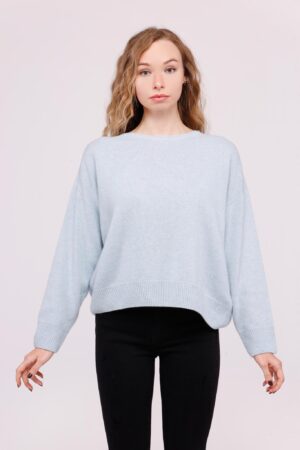 MAGLIA con collo a barchetta monocolore e orli a costine
