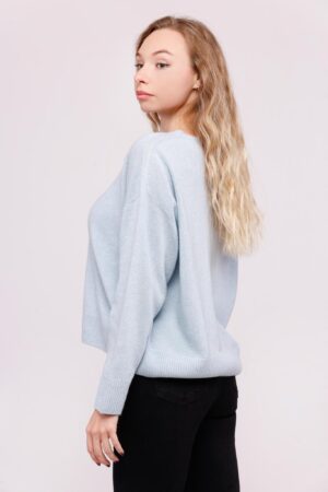 MAGLIA con collo a barchetta monocolore e orli a costine