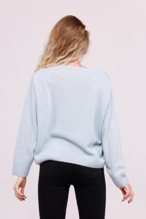 MAGLIA con collo a barchetta monocolore e orli a costine