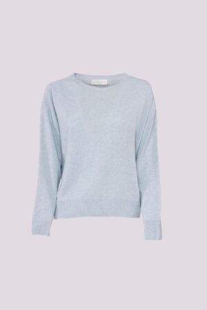 MAGLIA con collo a barchetta monocolore e orli a costine