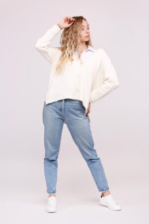 CARDIGAN con scollo a V chiusura a trebottoncini orli a costine ONEWORLD HYBRID