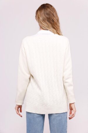 CARDIGAN con scollo a V chiusura a trebottoncini orli a costine