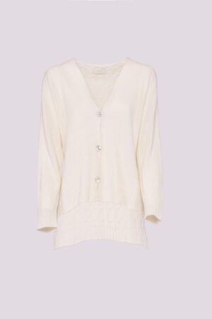 CARDIGAN con scollo a V chiusura a trebottoncini orli a costine