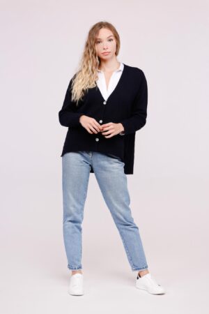 CARDIGAN con scollo a V chiusura a trebottoncini orli a costine ONEWORLD HYBRID