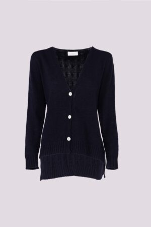 CARDIGAN con scollo a V chiusura a trebottoncini orli a costine