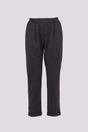 PANTALONE con elastico in vita pieghe sul davanti e risvolti alle caviglie