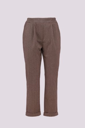 PANTALONE con elastico in vita pieghe sul davanti e risvolti alle caviglie
