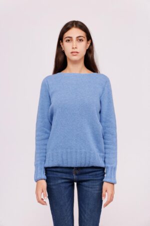 MAGLIA con collo a barchetta monocolore con bordi alti a coste