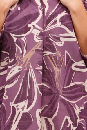 BLUSA fantasia floreale con manica a tre quarti colletto alla coreana aperto sul davanti