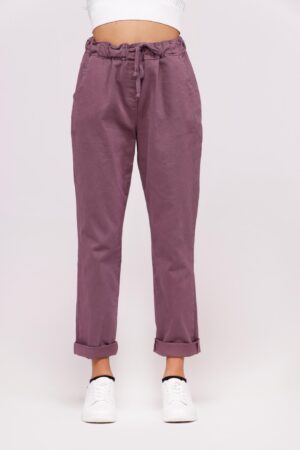 PANTALONE casual con cordino in vita e risvolti