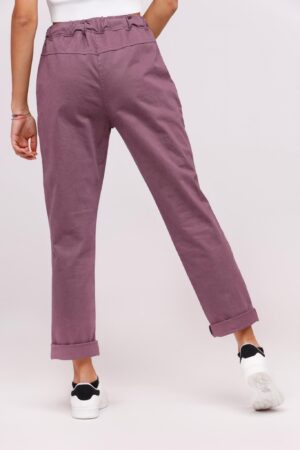 PANTALONE casual con cordino in vita e risvolti