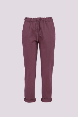 PANTALONE casual con cordino in vita e risvolti