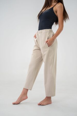 PANTALONE Punto Milano con tasca a filetto e elastico in vita