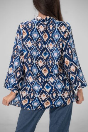 BLUSA in denim con legaccio in vita e risvolti
