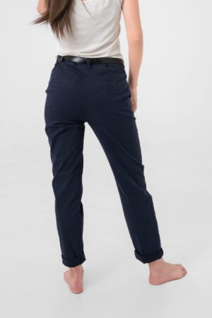 PANTALONE casual con cinta in bambu e risvolti