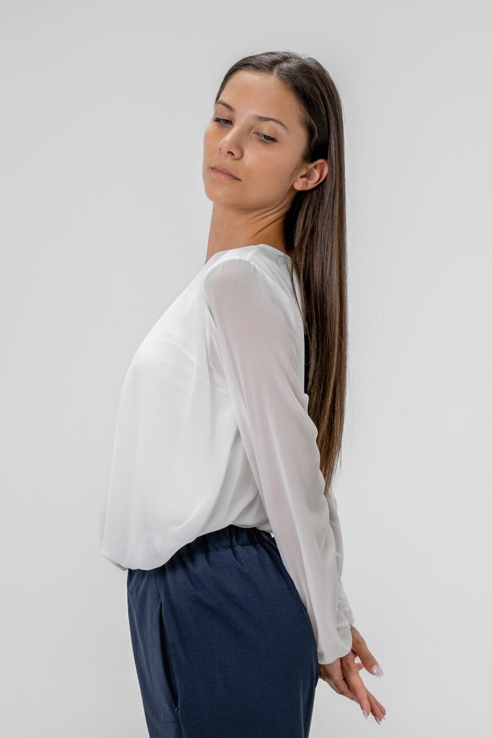 BLUSA girocollo a sbuffo con pieghesul davanti ONEWORLD HYBRID