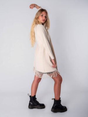 CARDIGAN lungo con frange e taschine laterali