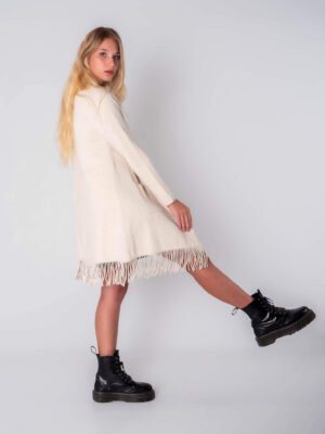 CARDIGAN lungo con frange e taschine laterali