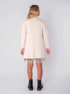 CARDIGAN lungo con frange e taschine laterali