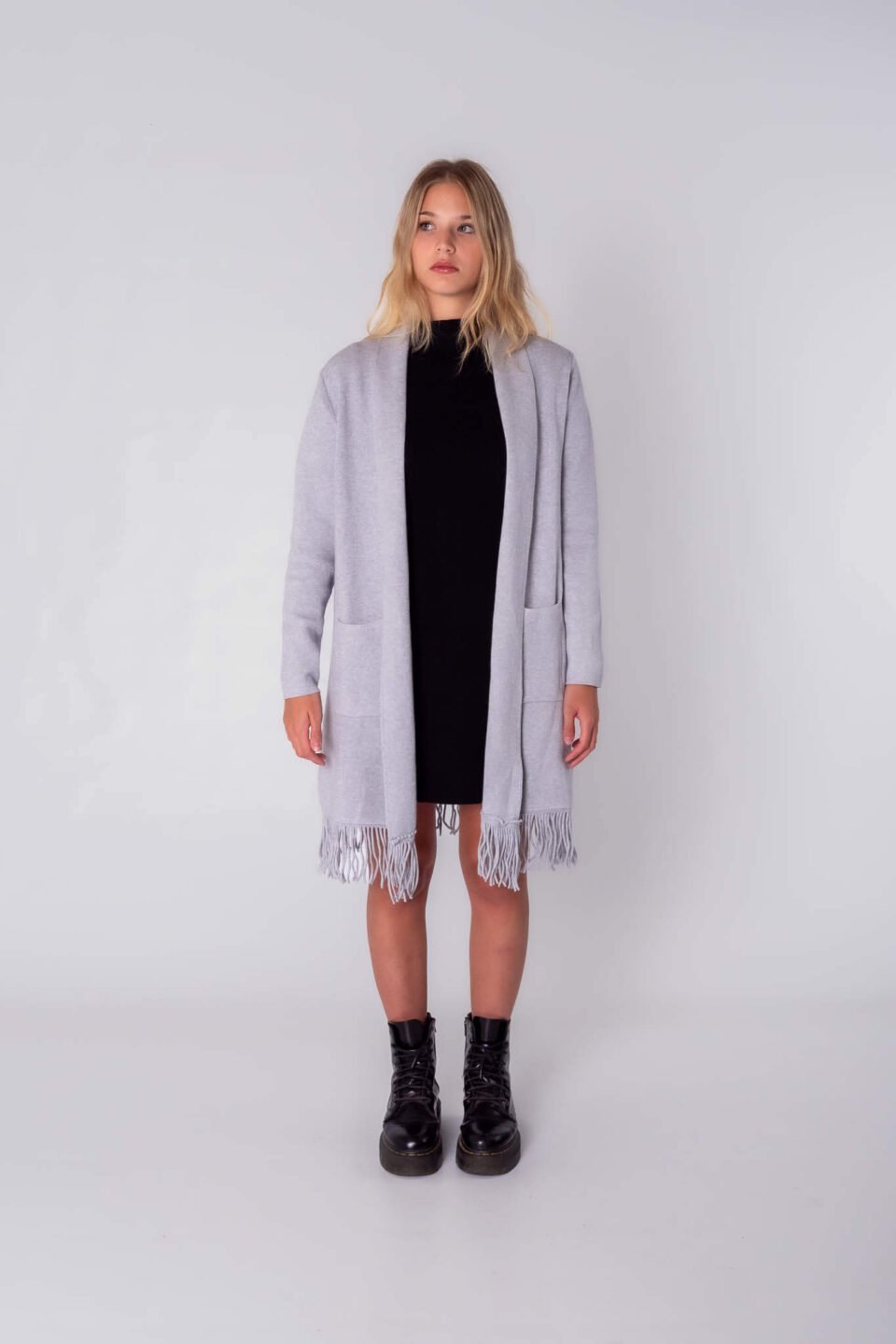 CARDIGAN lungo con frange e taschine laterali ONEWORLD HYBRID