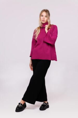 MAGLIA dolcevita con ricamo e bordi risvoltati ONEWORLD HYBRID