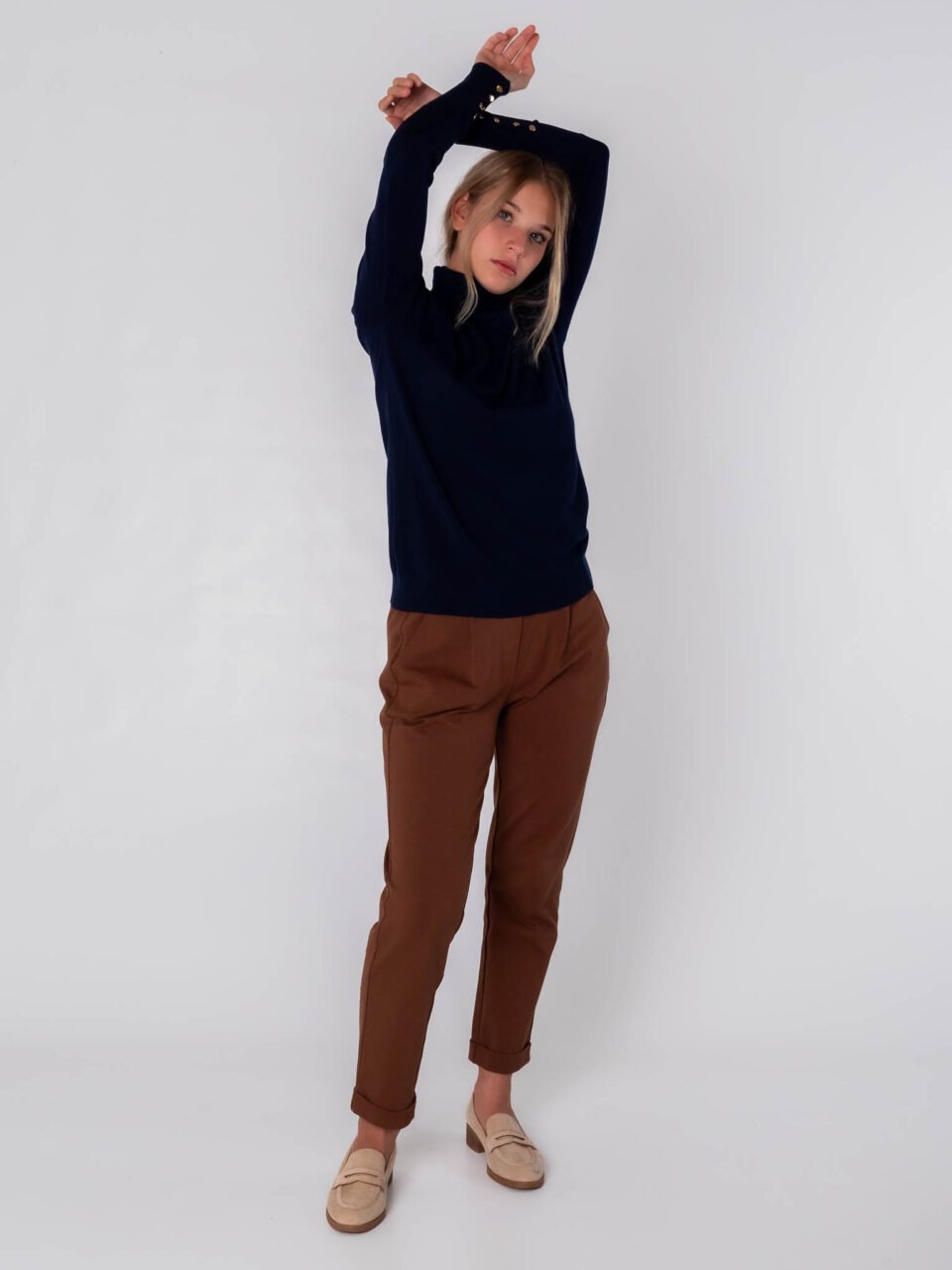 SWEATER Dolcevita bordi rigati bottoni sulle maniche ONEWORLD HYBRID