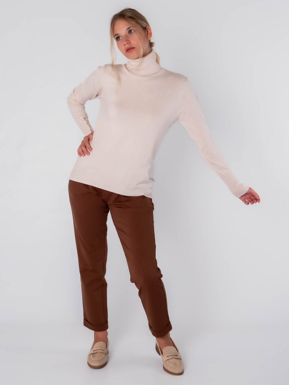 SWEATER Dolcevita bordi rigati bottoni sulle maniche ONEWORLD HYBRID