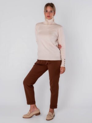 SWEATER Dolcevita bordi rigati bottoni sulle maniche