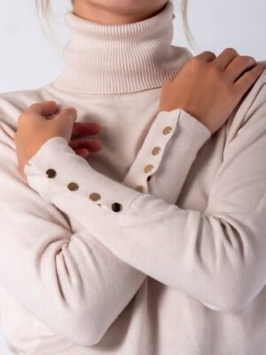 SWEATER Dolcevita bordi rigati bottoni sulle maniche