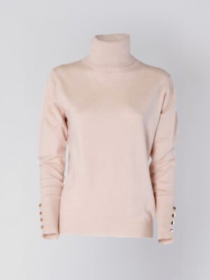 SWEATER Dolcevita bordi rigati bottoni sulle maniche