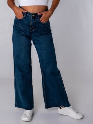 JEANS classico con frange al fondo chiusura a bottone