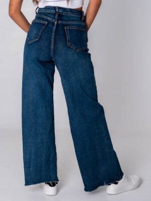 JEANS classico con frange al fondo chiusura a bottone