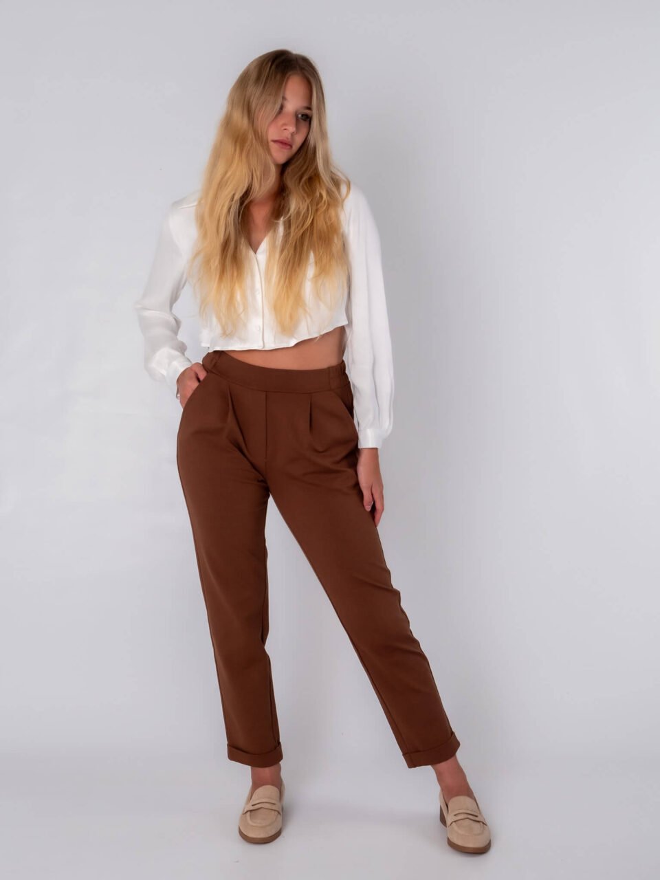 Pantalone classico e comodo in tessuto Punto Milano con tasche ed elastico in vita ONEWORLD HYBRID 1963119
