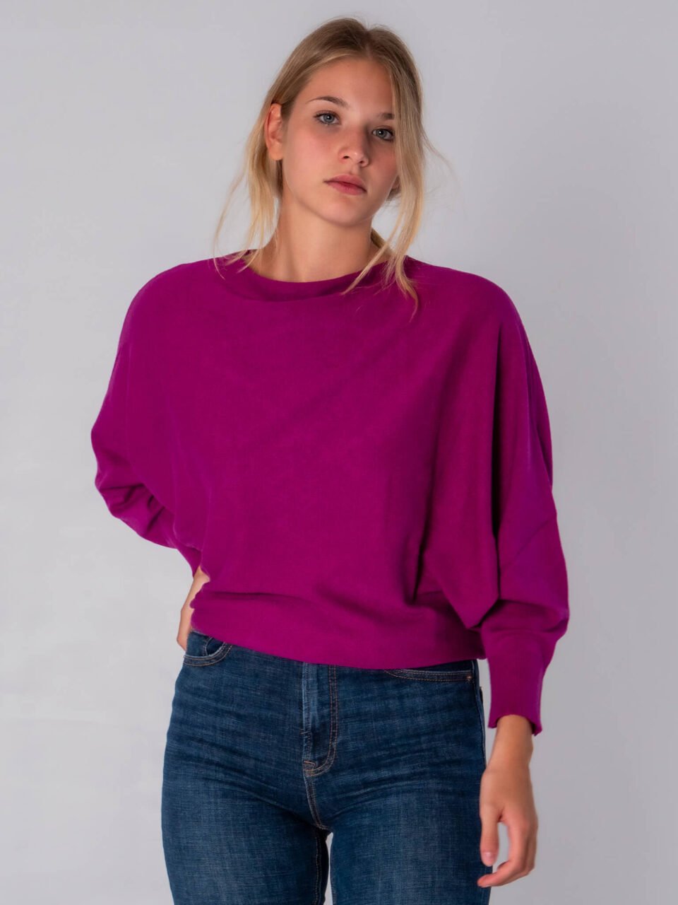 MAGLIA collo a barchetta manica a pipistrello e bordi a costine ONEWORLD HYBRID