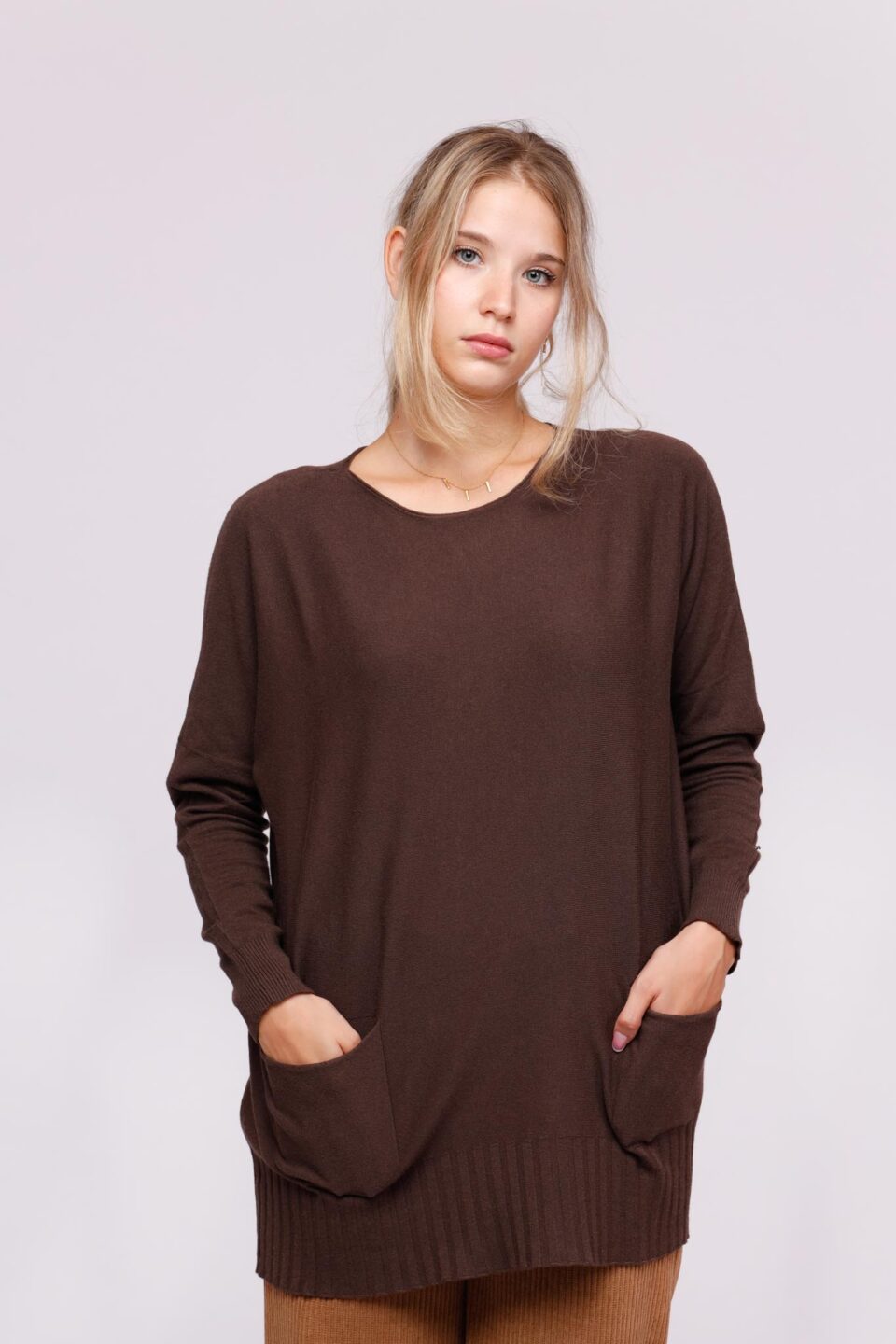 ABITO IN MAGLIA girocollo con tasche laterali e bordi a coste ONEWORLD HYBRID